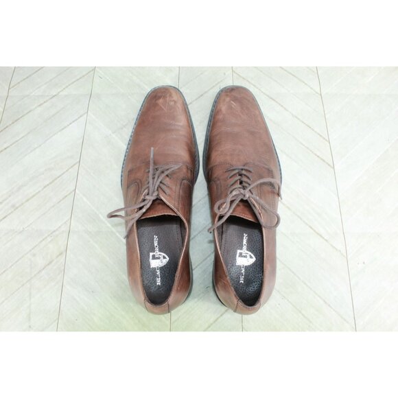 Black Brown 1826 Men's Brown Leather  Plain Toe Oxford Derby Shoes Size 9 M - Picture 7 of 9